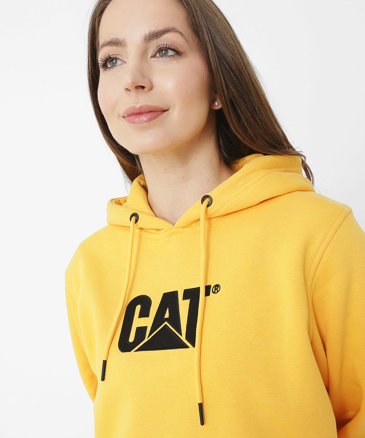 Poleron Casual Unisex Fleece Cat Logo Pullover Hoodie Amarillo Cat
