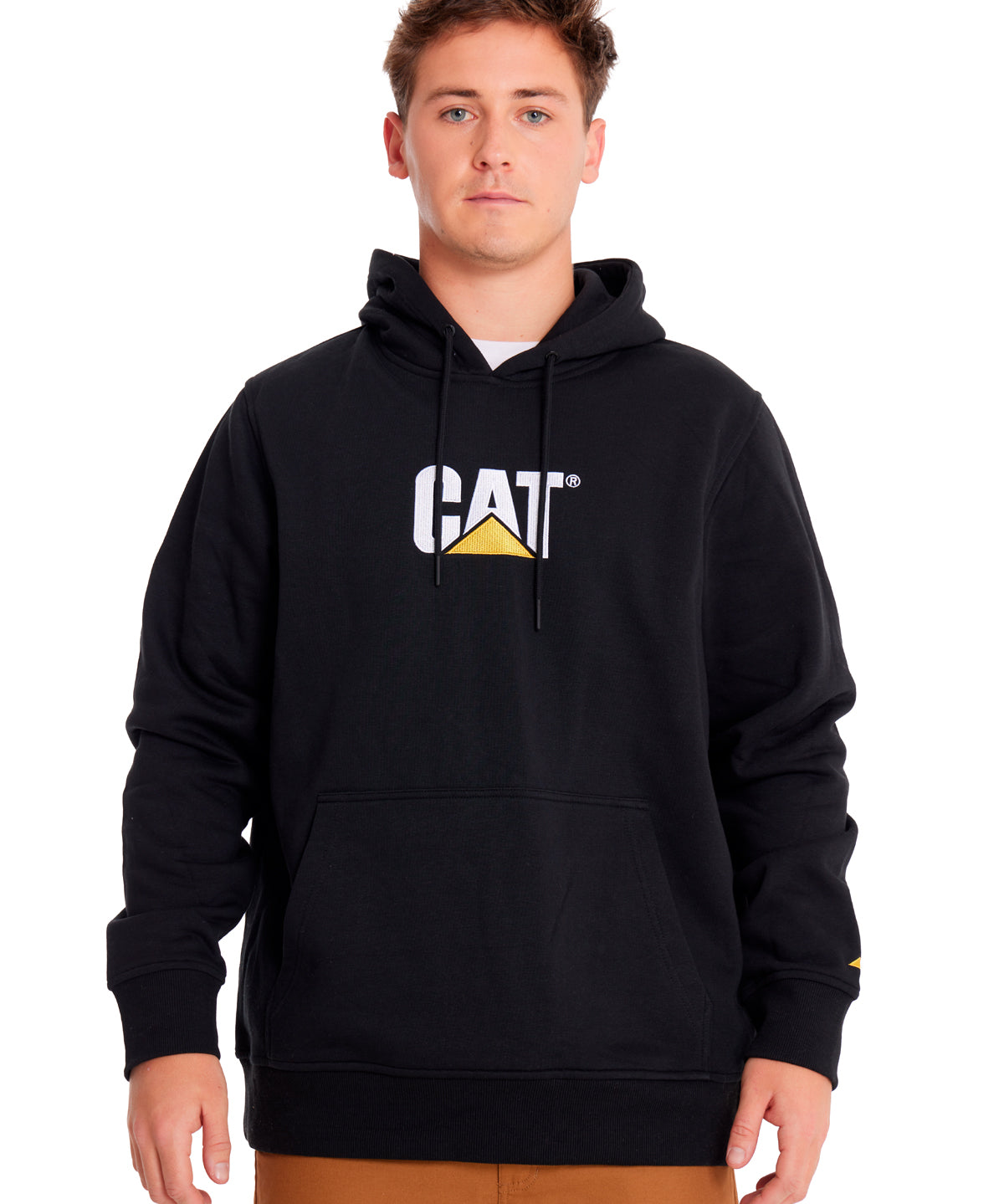 Poleron Casual Unisex Fleece Cat Logo Pullover Hoodie Negro Cat