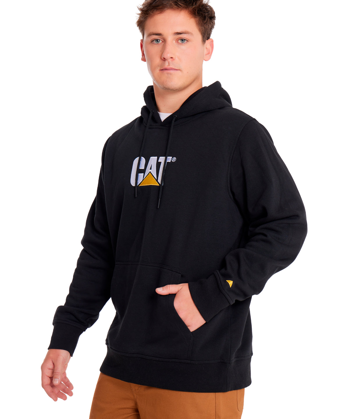 Poleron Casual Unisex Fleece Cat Logo Pullover Hoodie Negro Cat