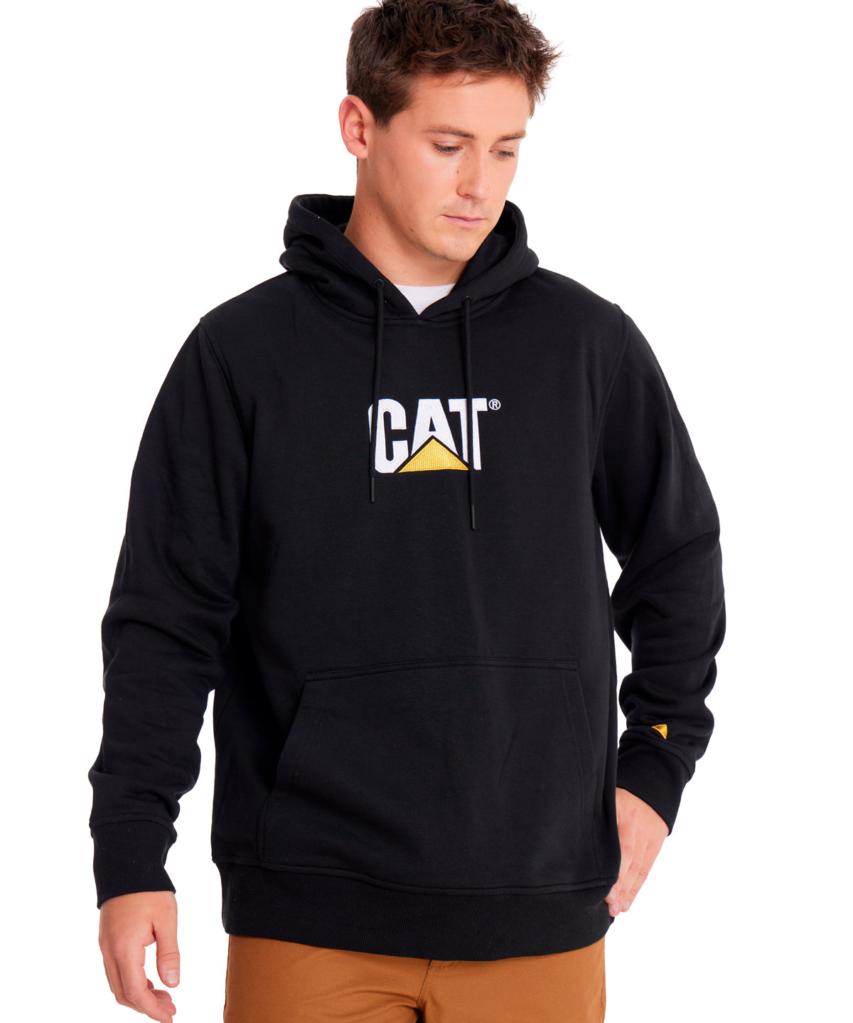 Poleron Casual Unisex Fleece Cat Logo Pullover Hoodie Negro Cat