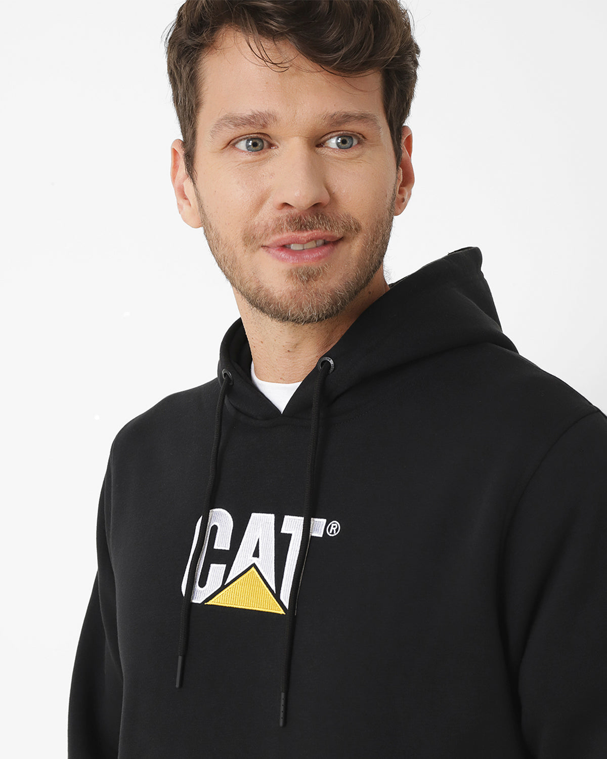 Poleron Casual Unisex Fleece Cat Logo Pullover Hoodie Negro Cat