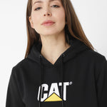 Poleron Casual Unisex Fleece Cat Logo Pullover Hoodie Negro Cat