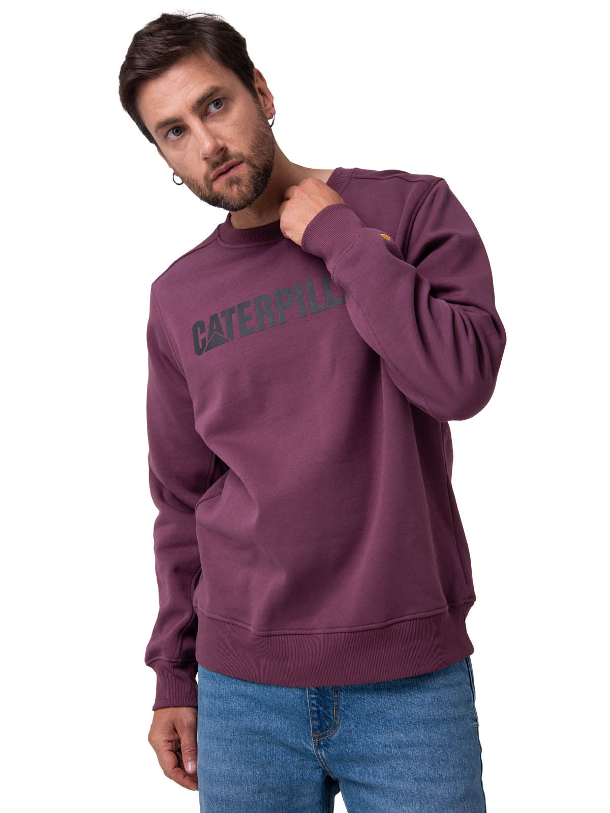 Polerón Crewneck Hombre Logo Caterpillar Burdeo