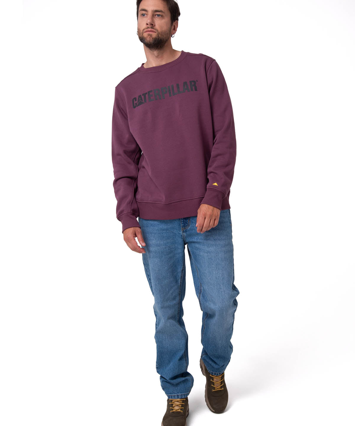 Polerón Crewneck Hombre Logo Caterpillar Burdeo