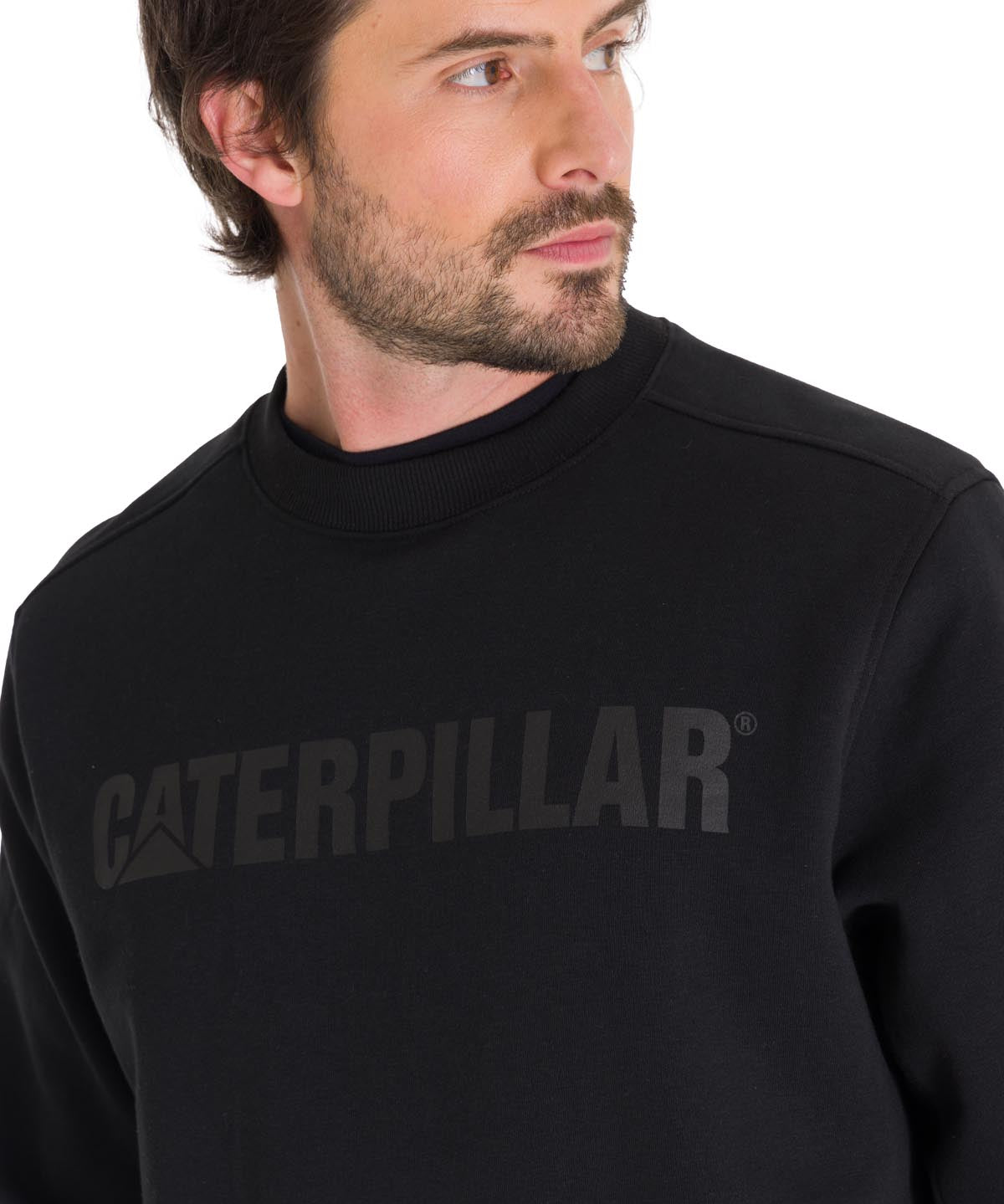 Poleron Casual Unisex Caterpillar Logo Crewneck Sweatshirt Negro Cat