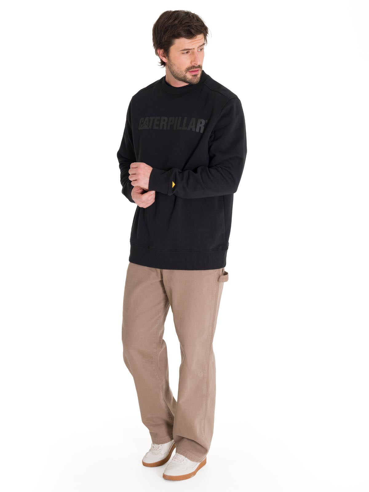 Poleron Casual Unisex Caterpillar Logo Crewneck Sweatshirt Negro Cat