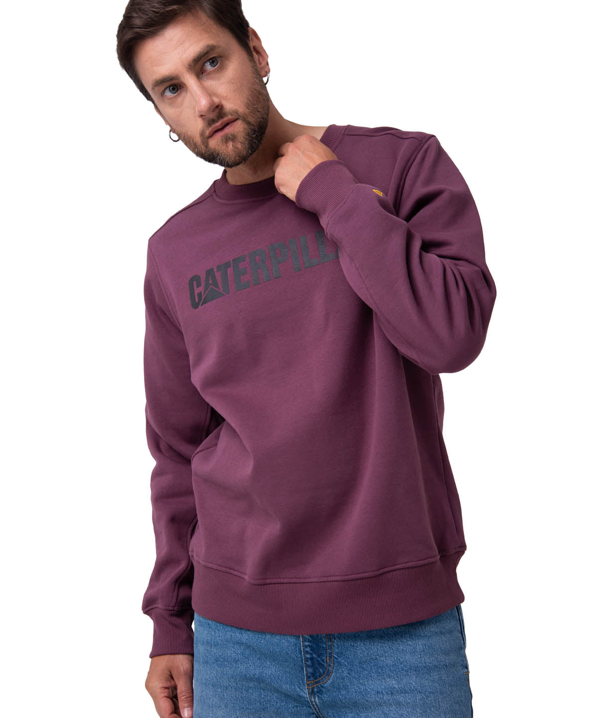 Polerón Crewneck Hombre Logo Caterpillar Negro