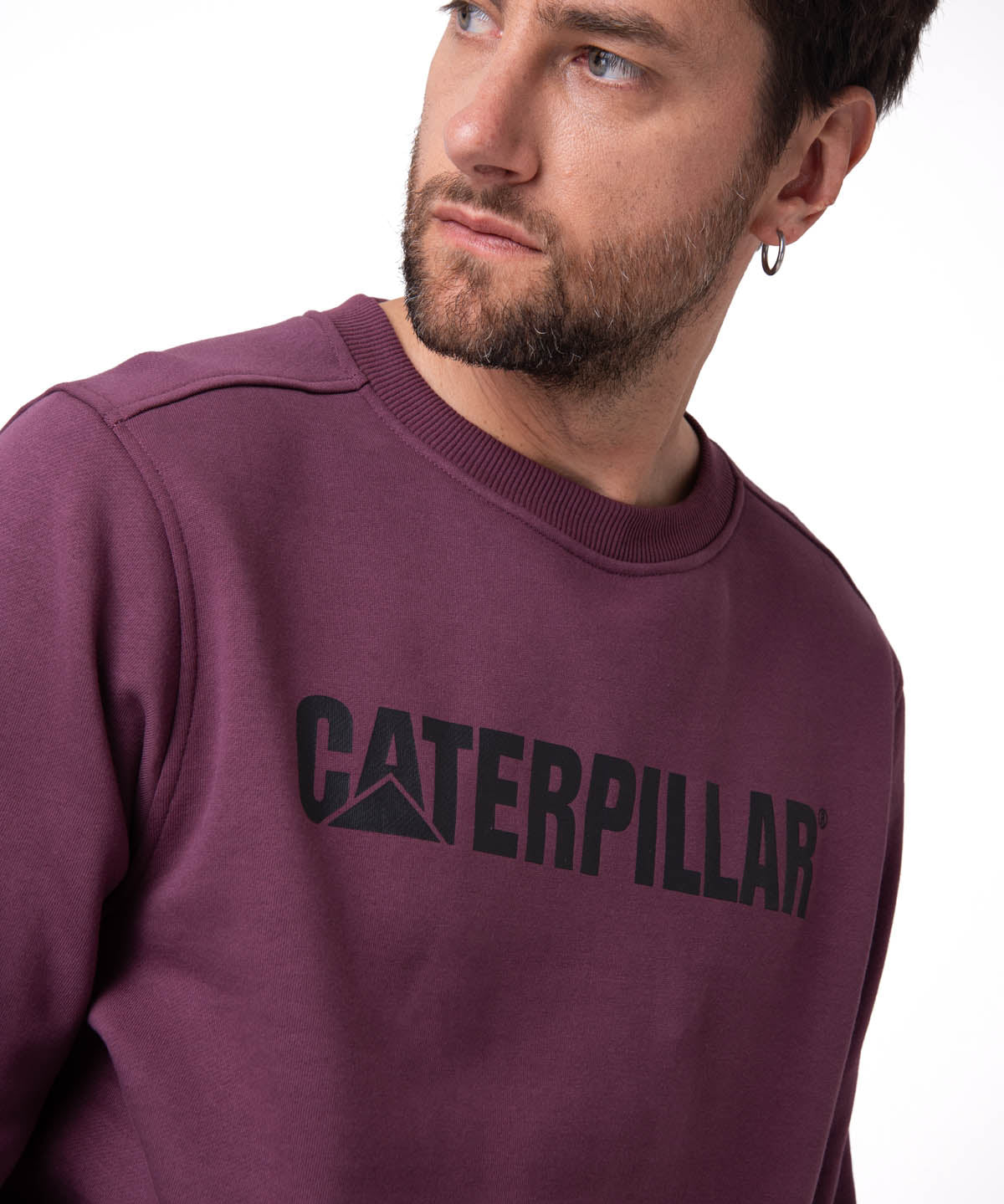 Polerón Crewneck Hombre Logo Caterpillar Negro