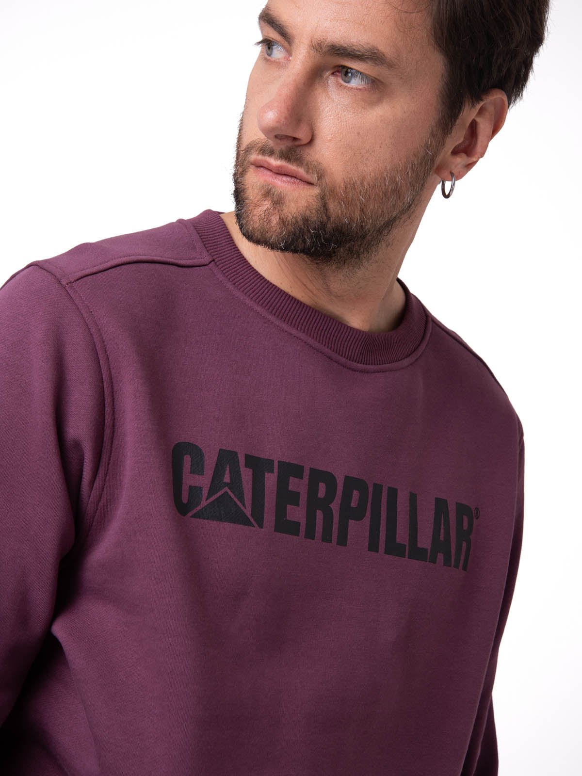 Polerón Crewneck Hombre Logo Caterpillar Negro