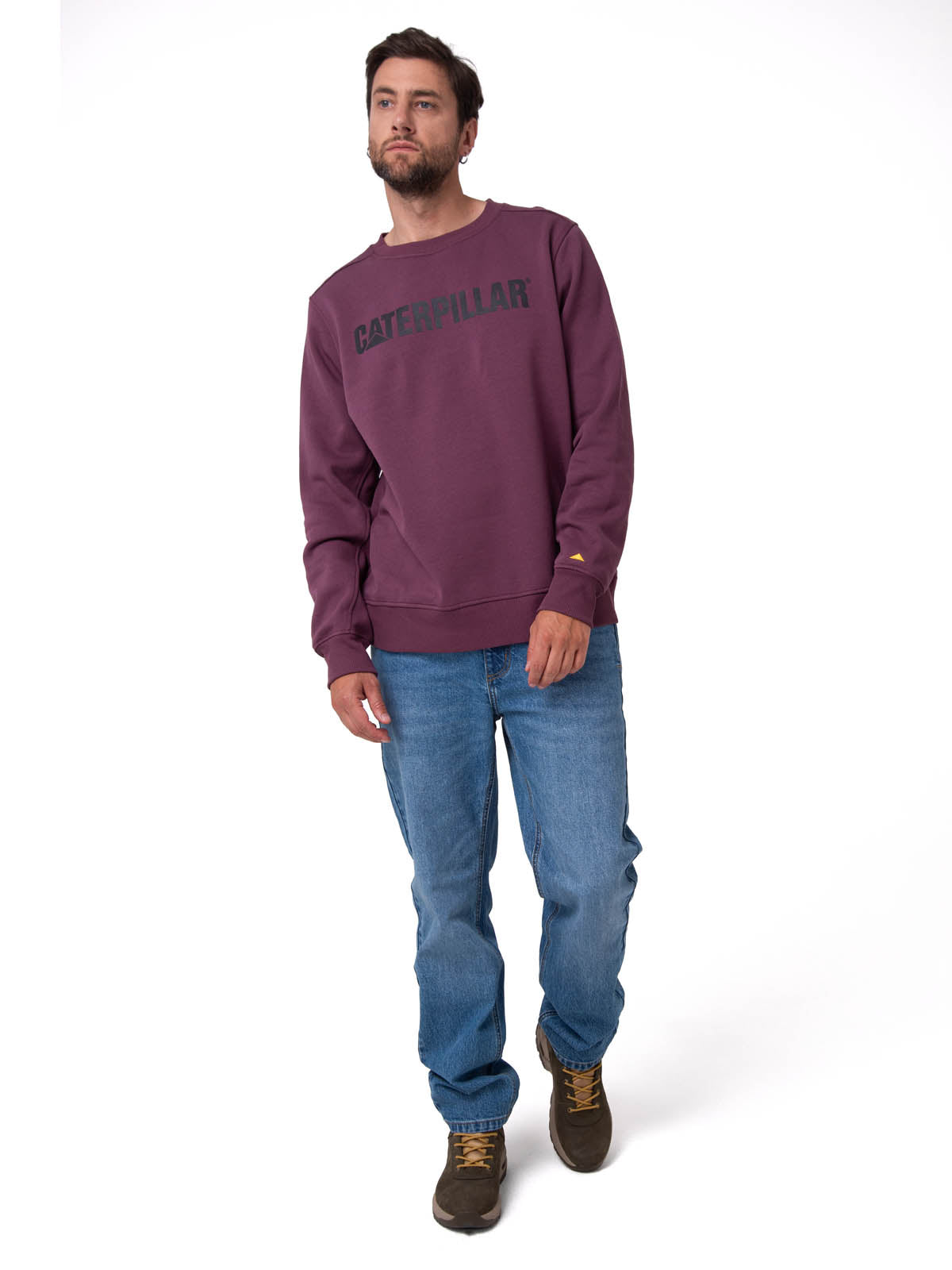 Polerón Crewneck Hombre Logo Caterpillar Negro