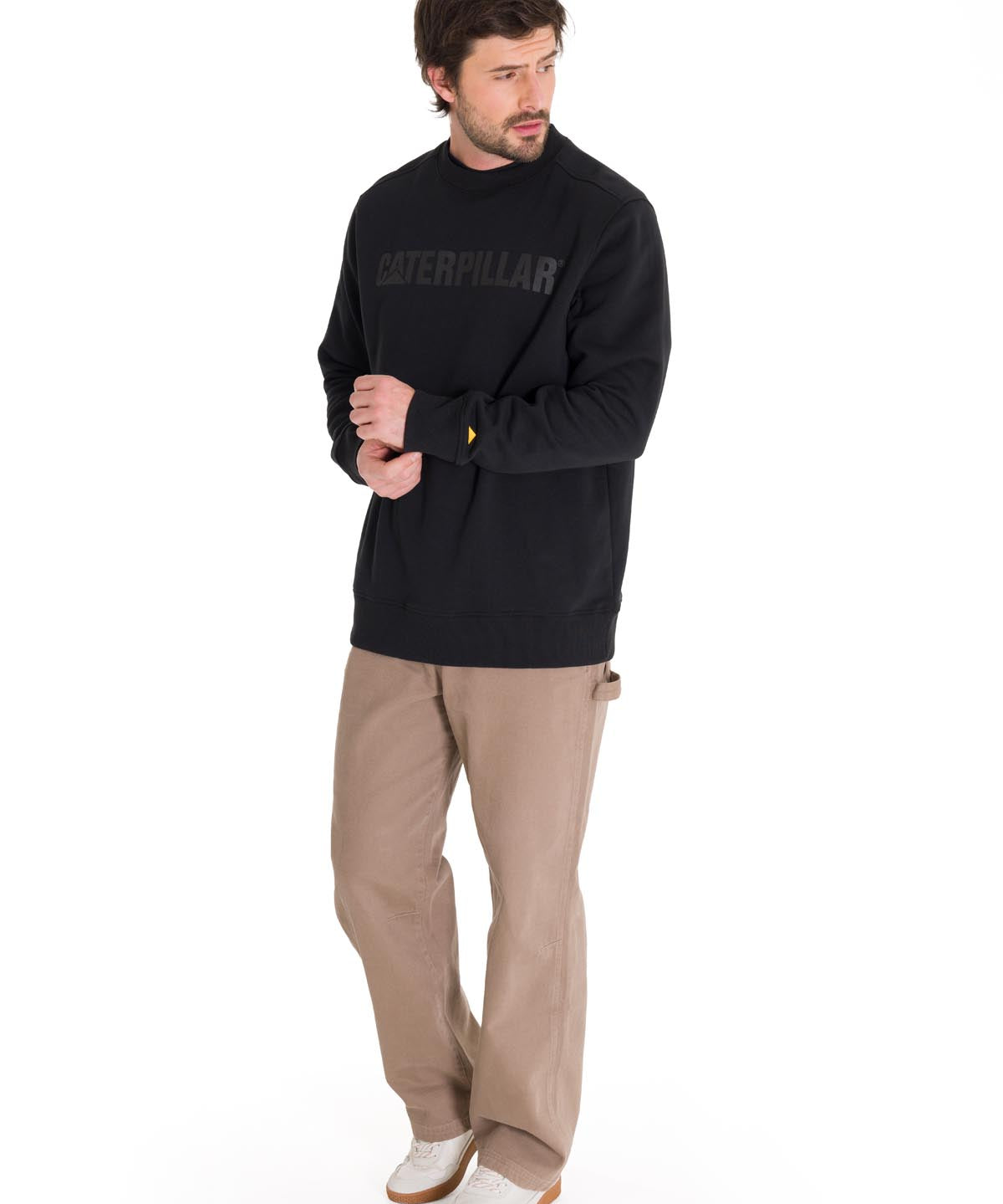 Polerón Crewneck Hombre Logo Caterpillar Negro