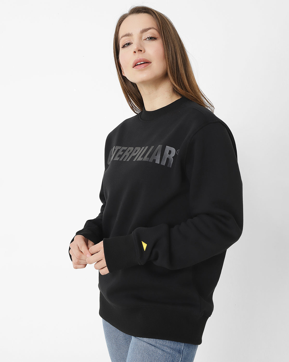 Polerón Crewneck Hombre Logo Caterpillar Negro