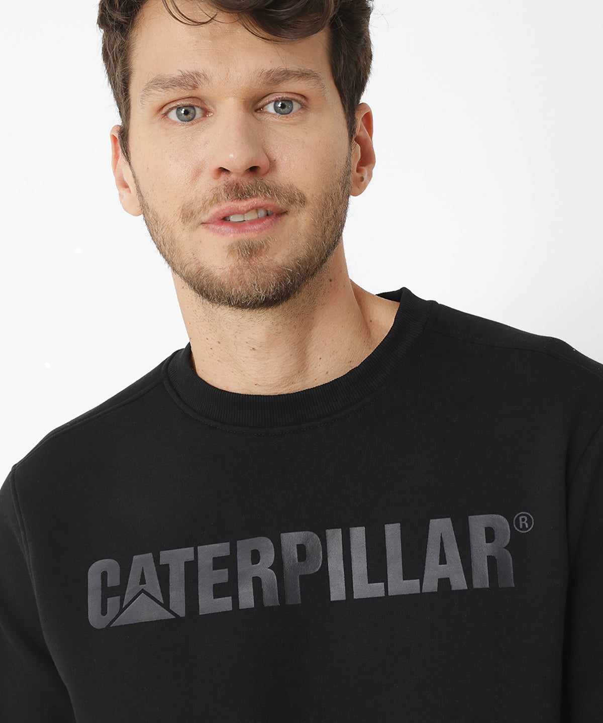Polerón Crewneck Hombre Logo Caterpillar Negro