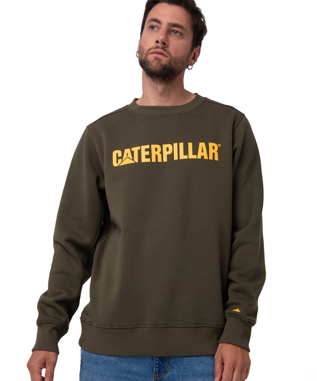 Polerón Crewneck Hombre Logo Caterpillar Verde