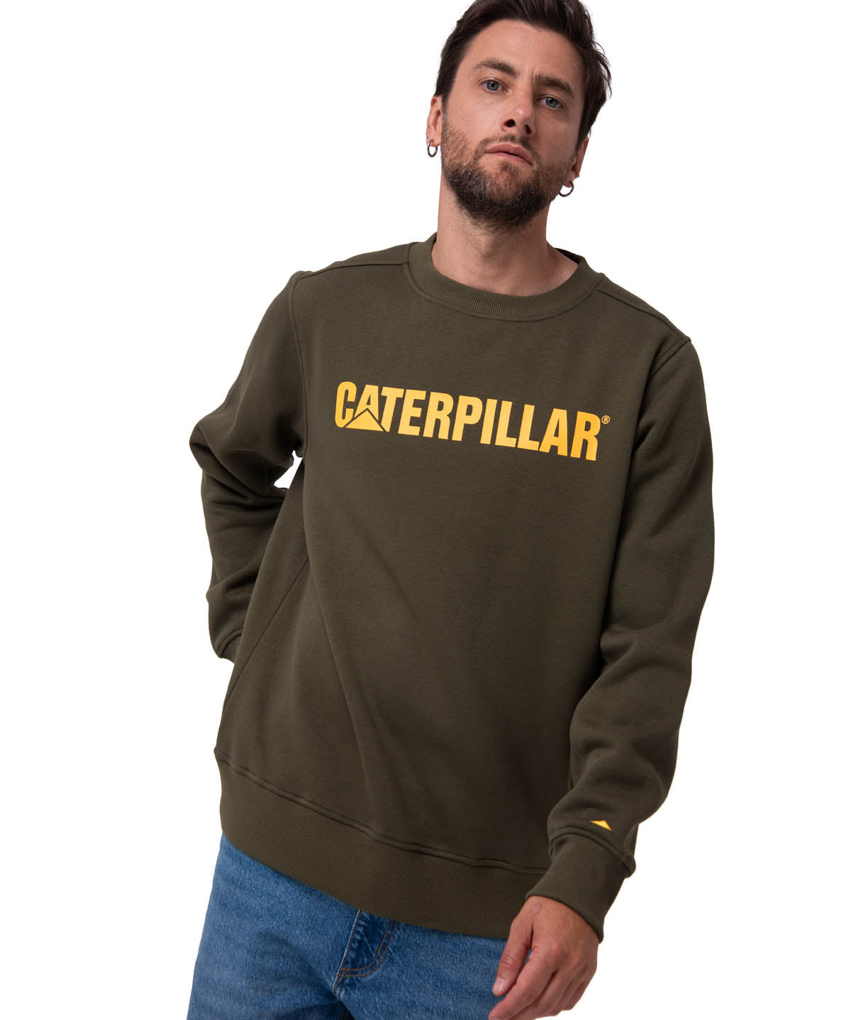 Polerón Crewneck Hombre Logo Caterpillar Verde