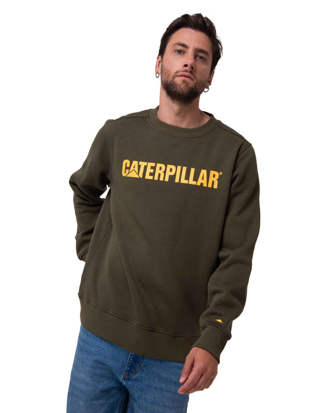 Polerón Crewneck Hombre Logo Caterpillar Verde