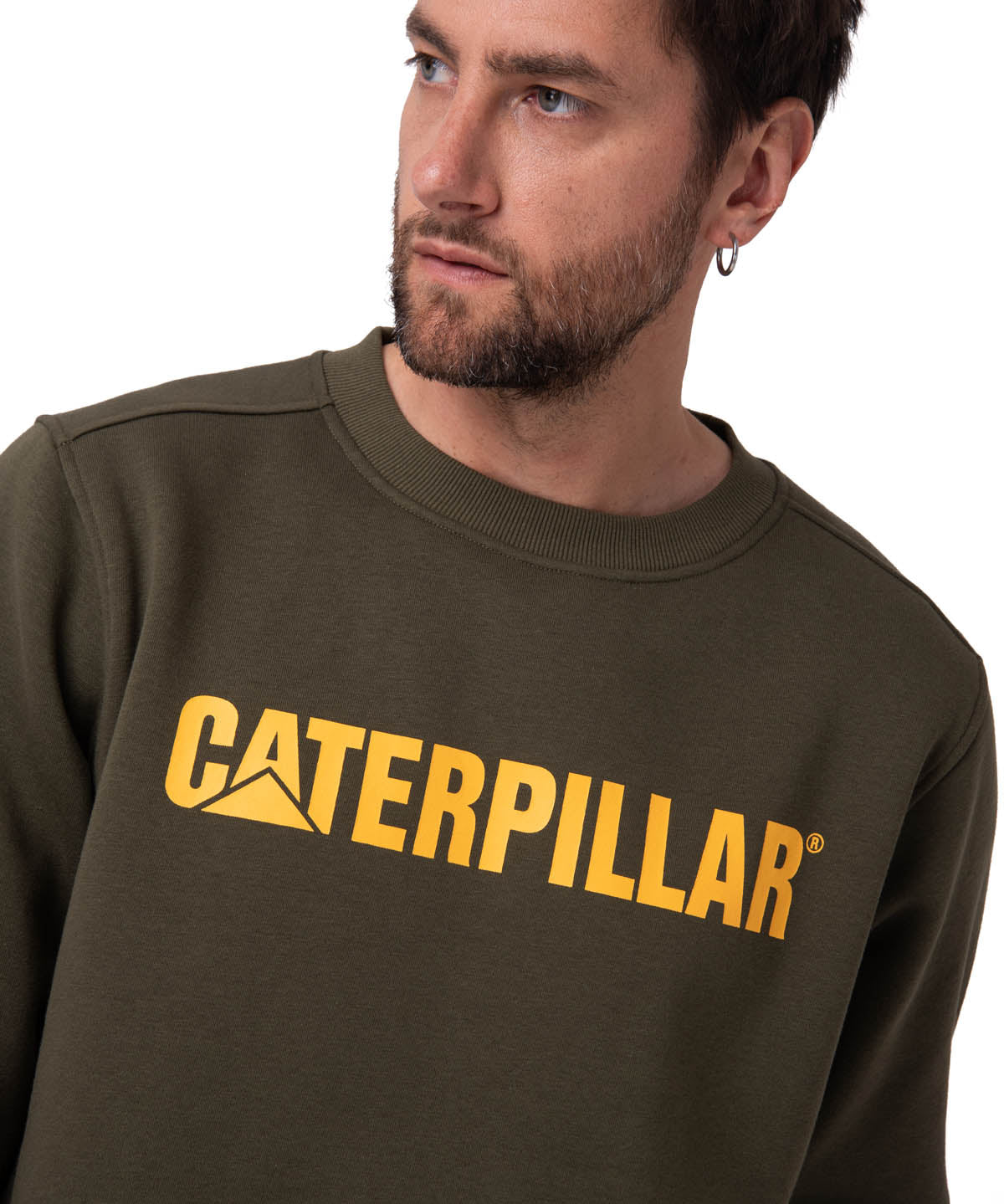 Polerón Crewneck Hombre Logo Caterpillar Verde