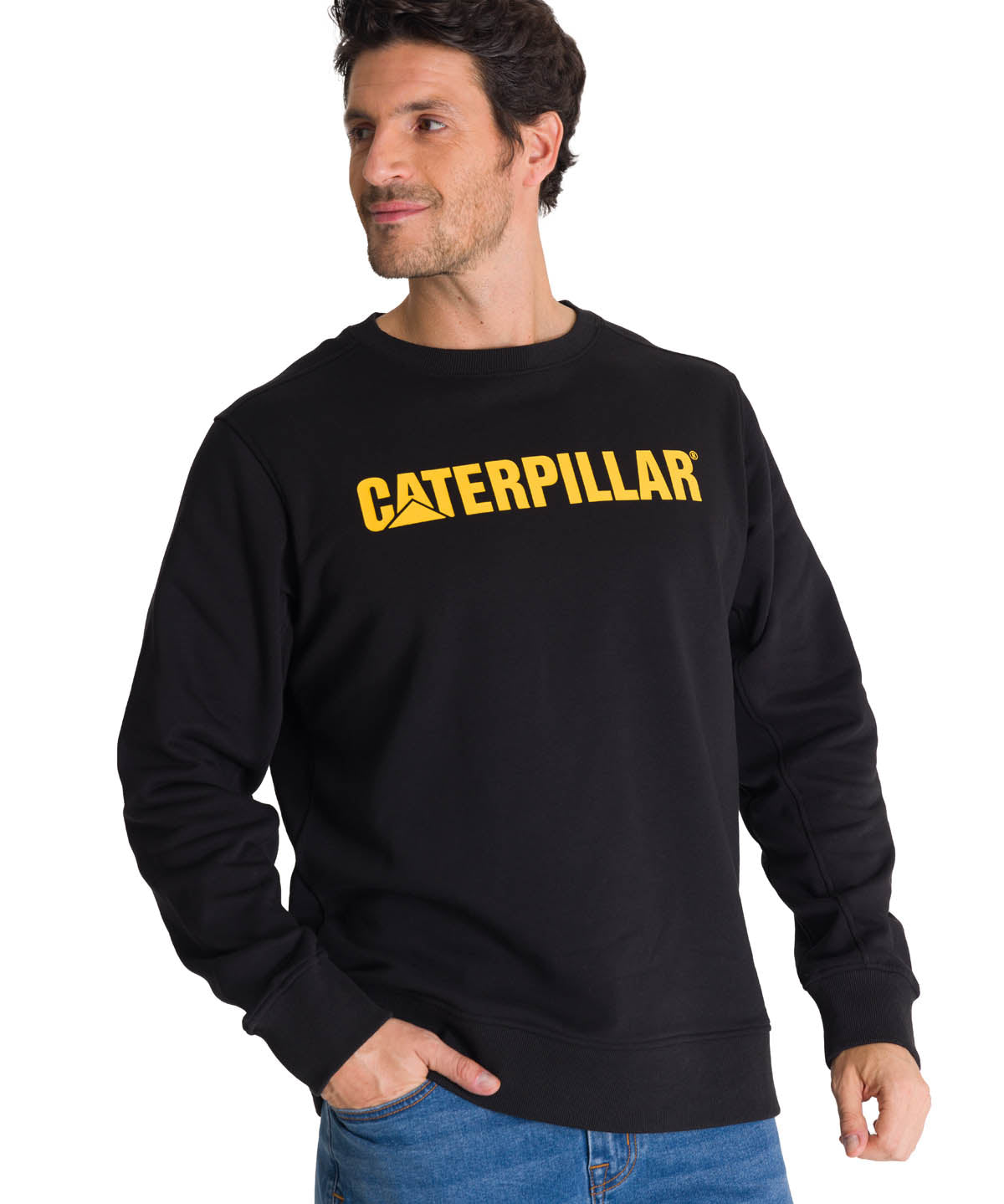 Polerón Crewneck Hombre Logo Caterpillar Negro CAT
