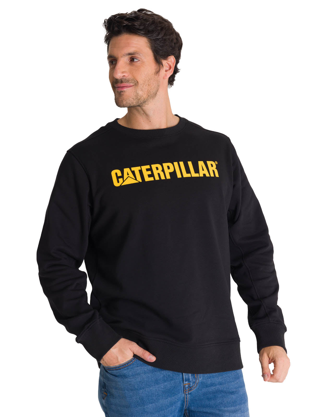 Polerón Crewneck Hombre Logo Caterpillar Negro CAT