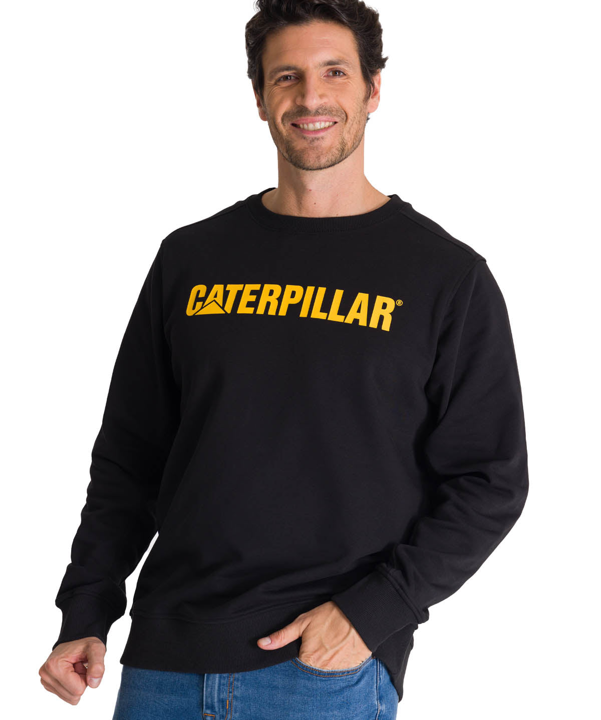 Polerón Crewneck Hombre Logo Caterpillar Negro CAT