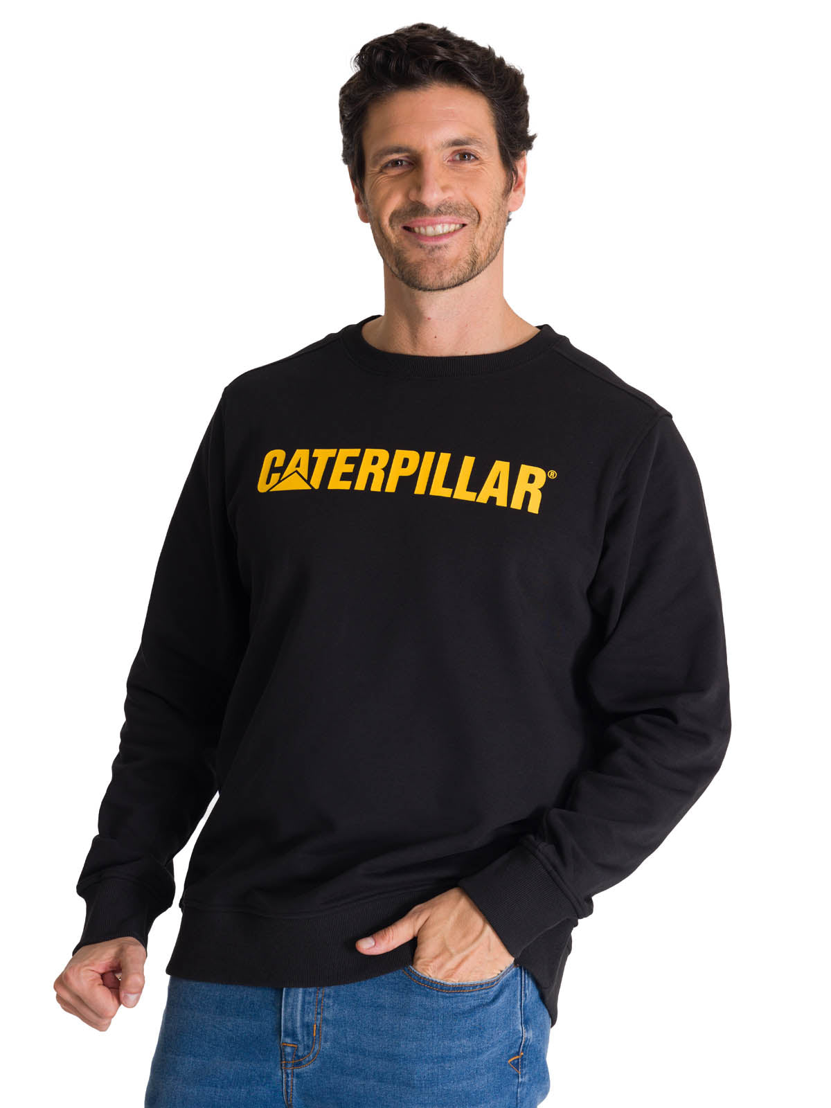Polerón Crewneck Hombre Logo Caterpillar Negro CAT