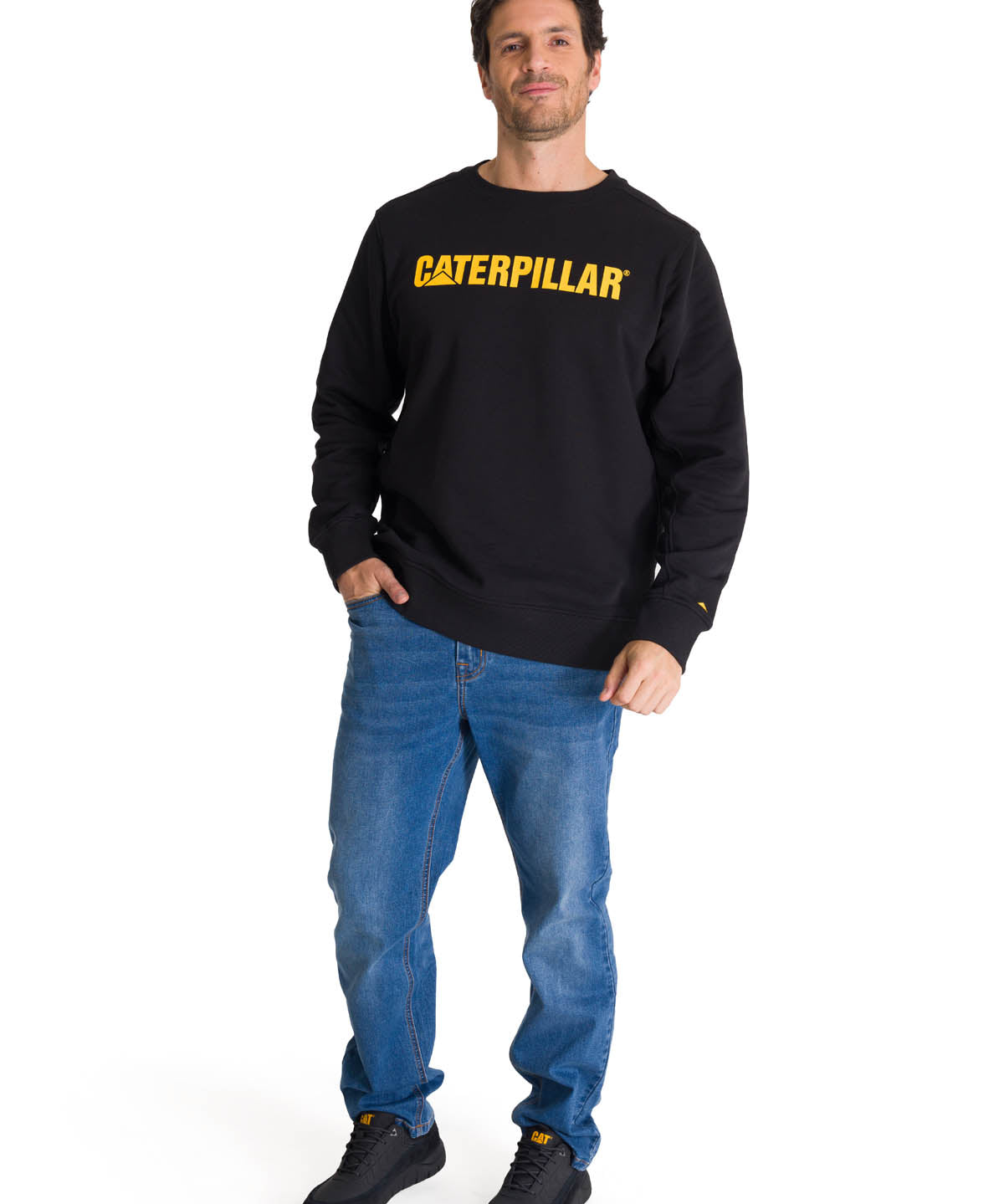 Polerón Crewneck Hombre Logo Caterpillar Negro CAT