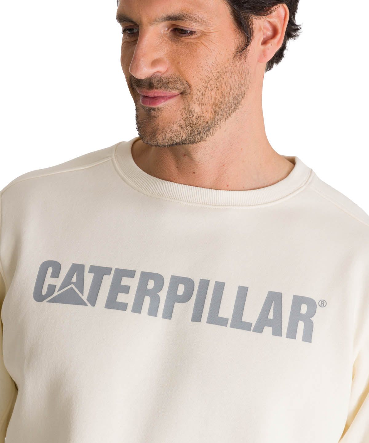 Polerón Crewneck Hombre Logo Caterpillar Blanco CAT