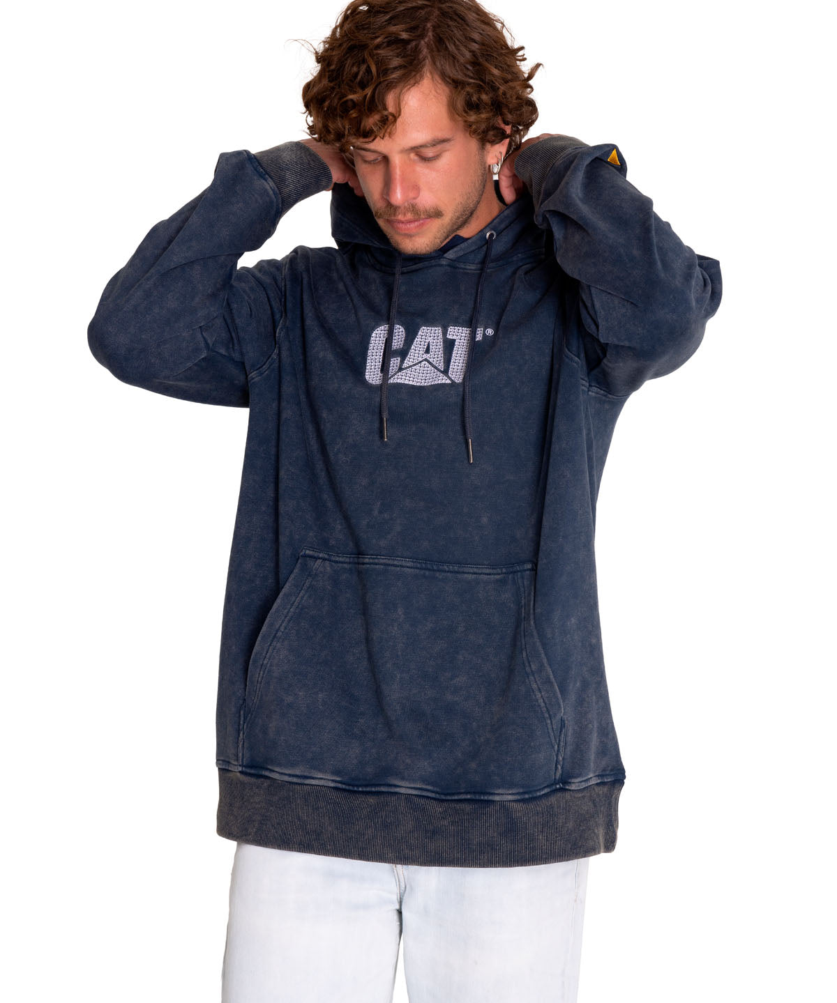 Poleron Casual Hombre Heritage Uniform Embroidered Hoodie Azul Cat