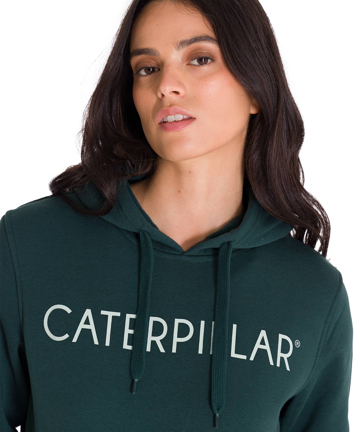 Polerón Con Gorro Mujer Logo Caterpillar Verde CAT
