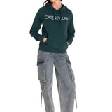 Polerón Con Gorro Mujer Logo Caterpillar Verde CAT