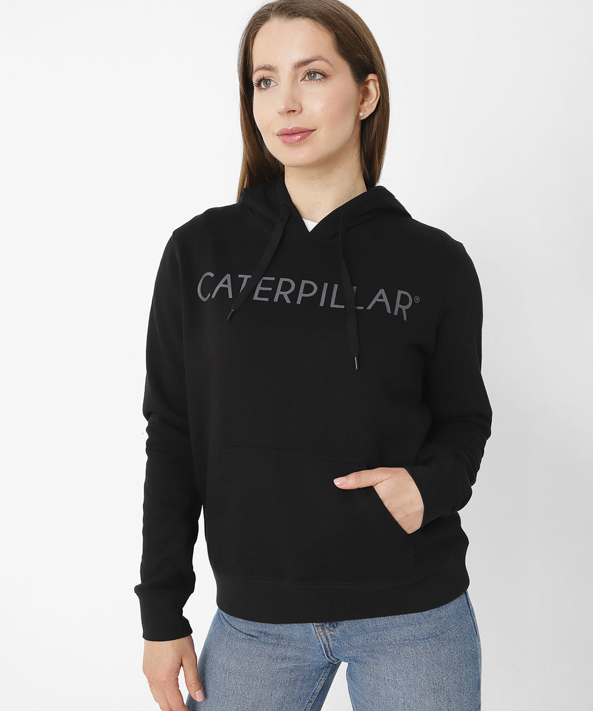 Poleron Casual Mujer Fleece Caterpillar Pullover Hoodie Negro Cat