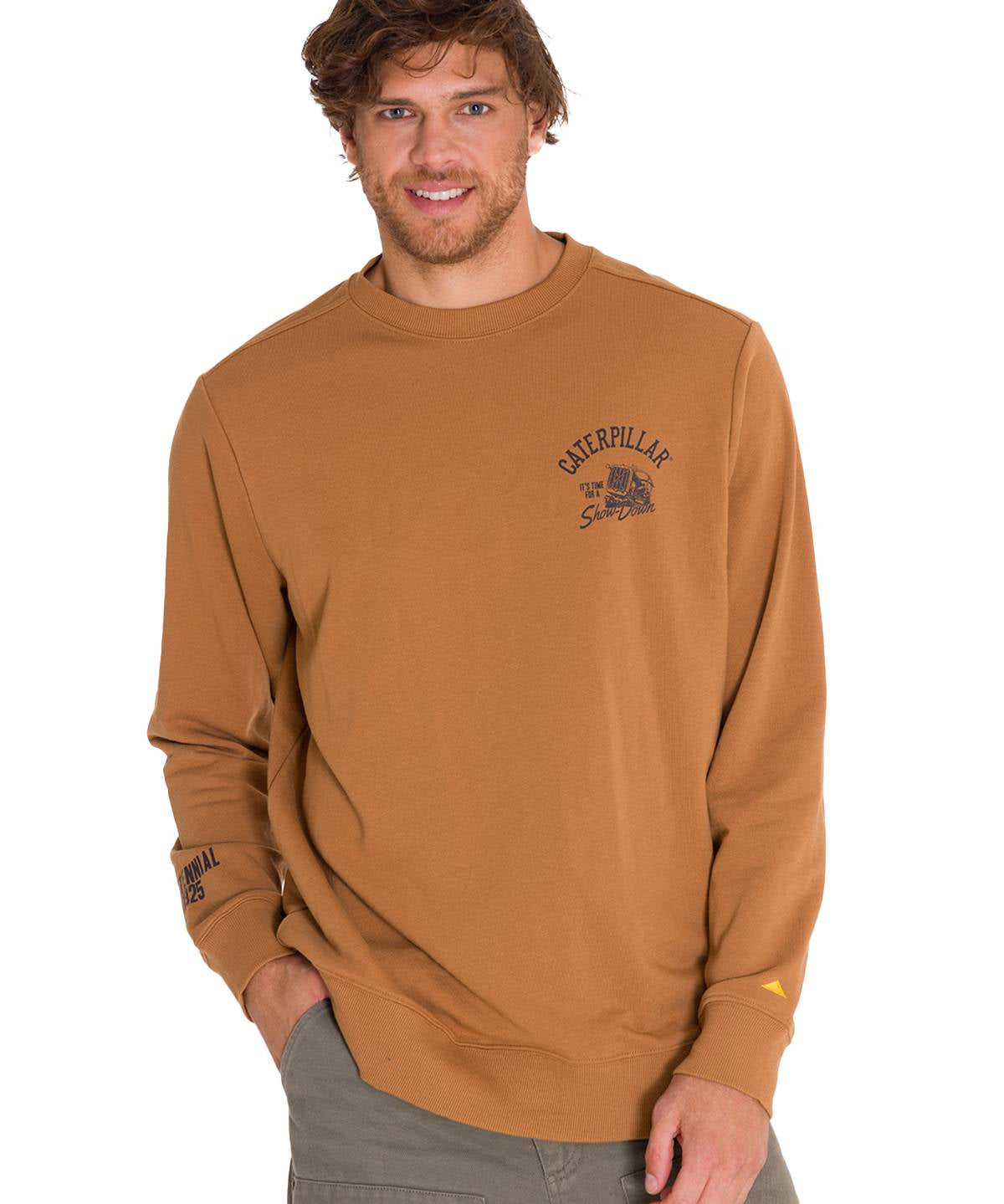 Polerón Manga Larga Hombre Graphic French Terry Crewneck Caramelo Cat