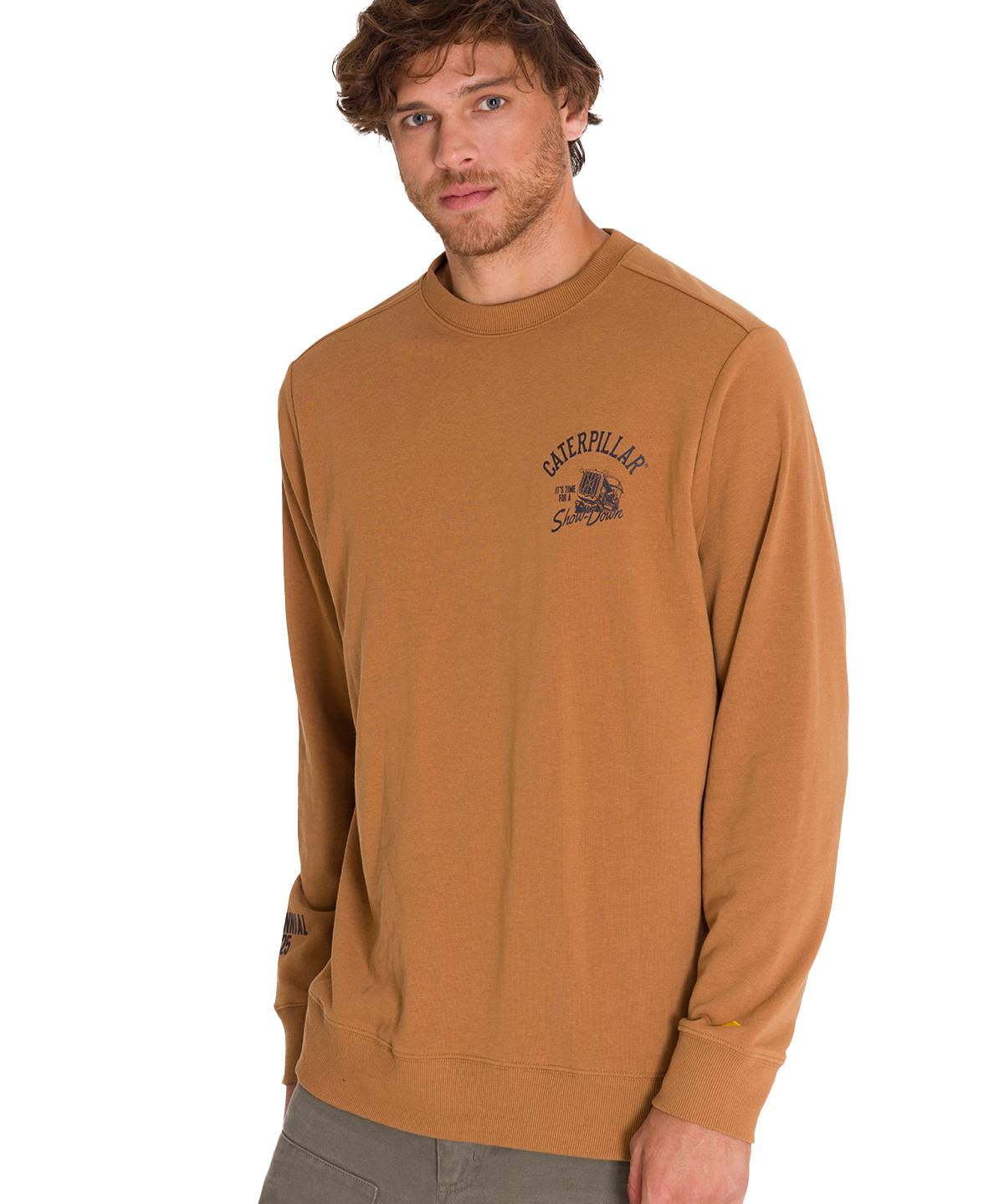 Polerón Manga Larga Hombre Graphic French Terry Crewneck Caramelo Cat