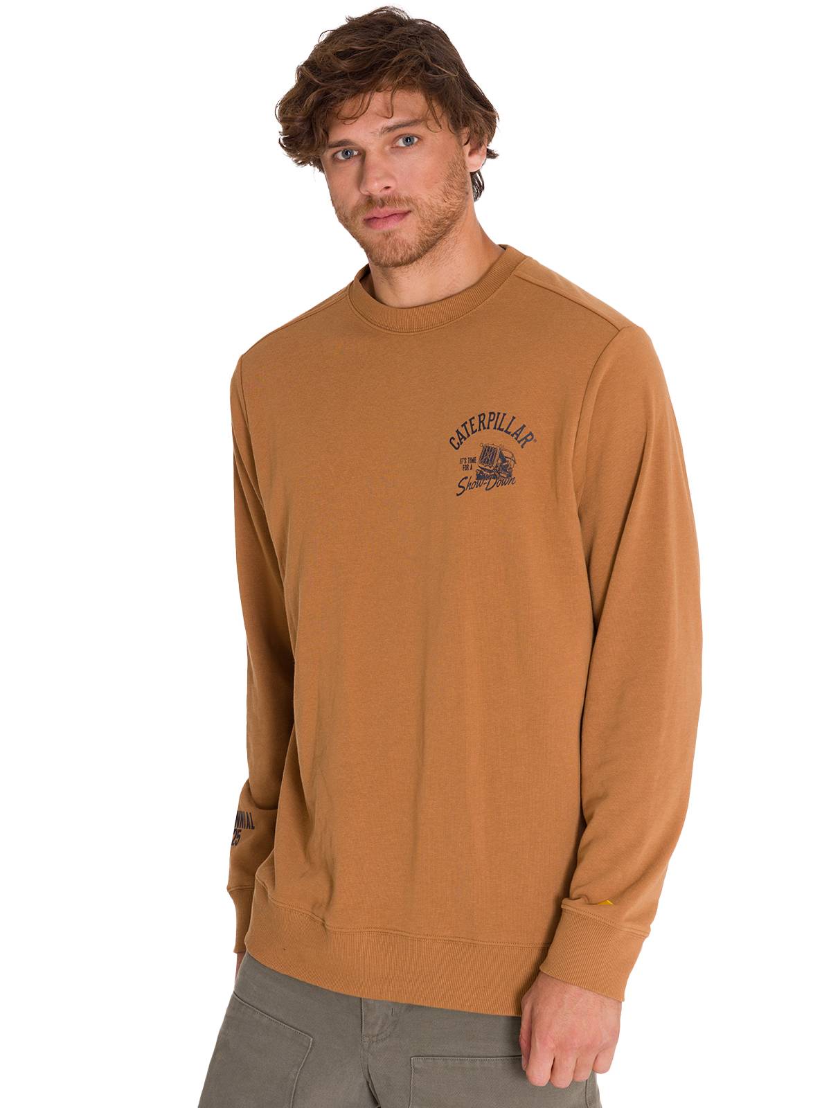 Polerón Manga Larga Hombre Graphic French Terry Crewneck Caramelo Cat