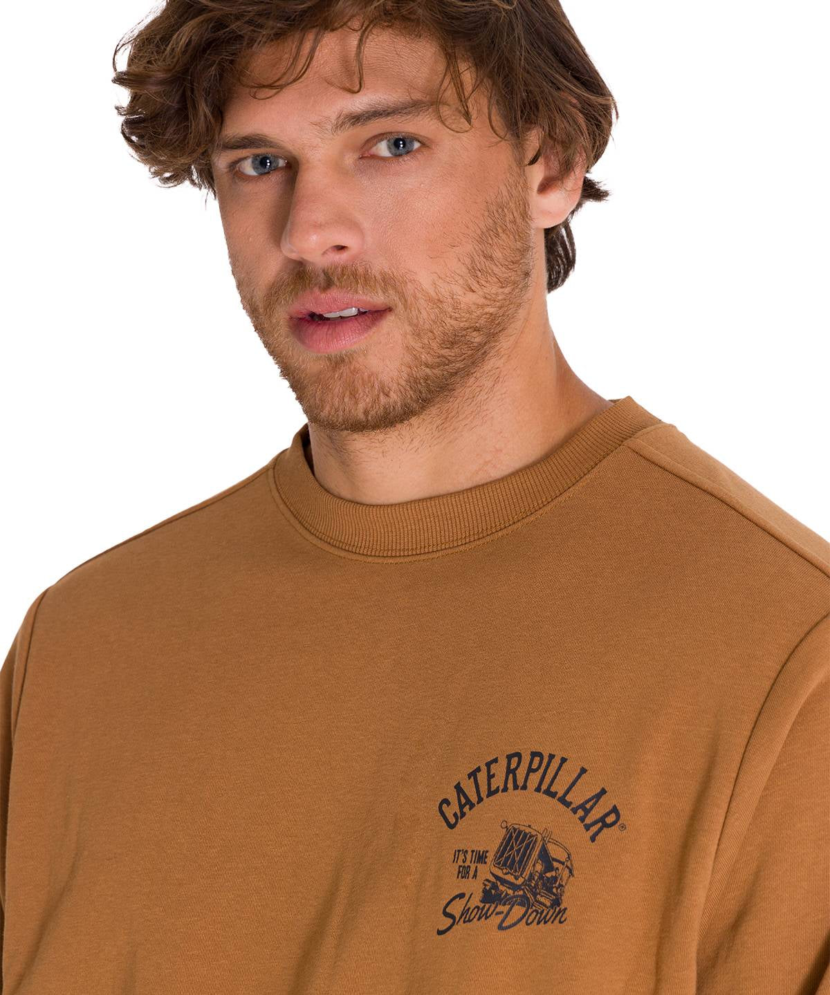 Polerón Manga Larga Hombre Graphic French Terry Crewneck Caramelo Cat