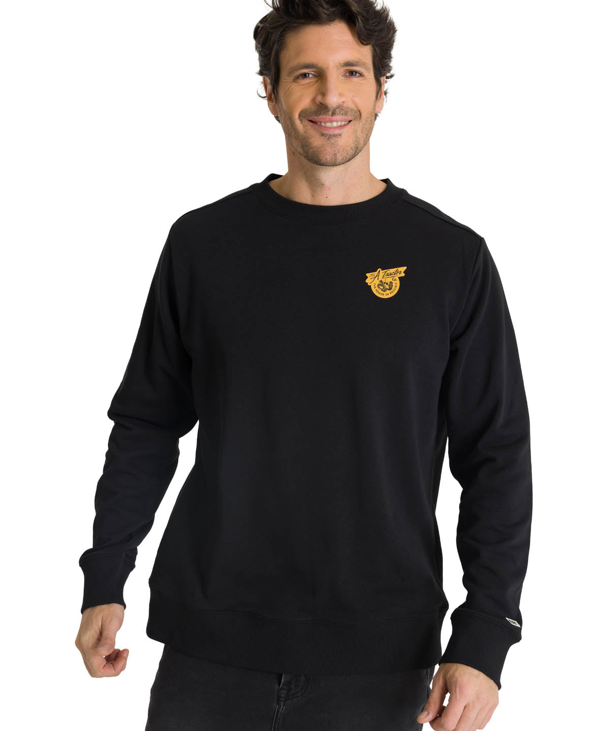 Polerón Crewneck Hombre Diseño French Terry Negro CAT
