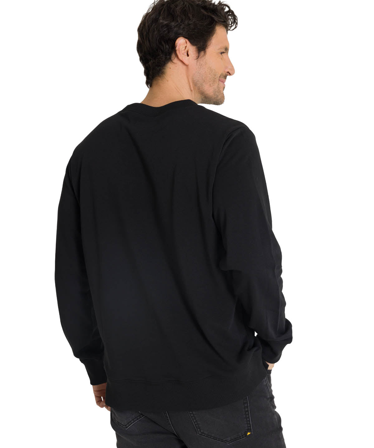 Polerón Crewneck Hombre Diseño French Terry Negro CAT