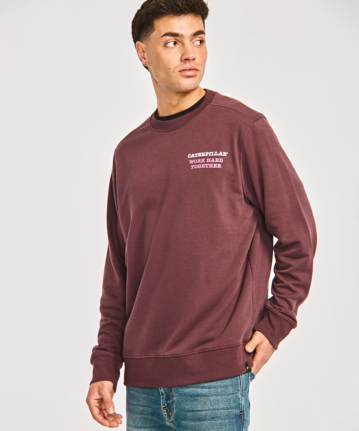 Polerón Casual Hombre GRAPHIC FRENCH TERRY CREWNECK Burdeo CAT