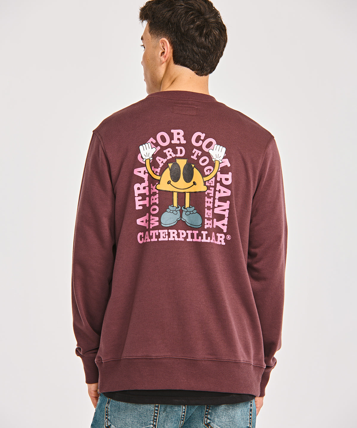 Polerón Casual Hombre GRAPHIC FRENCH TERRY CREWNECK Burdeo CAT