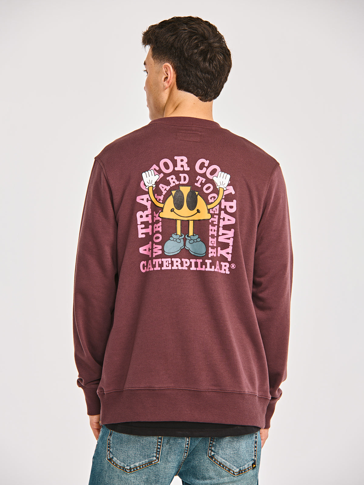 Polerón Casual Hombre GRAPHIC FRENCH TERRY CREWNECK Burdeo CAT