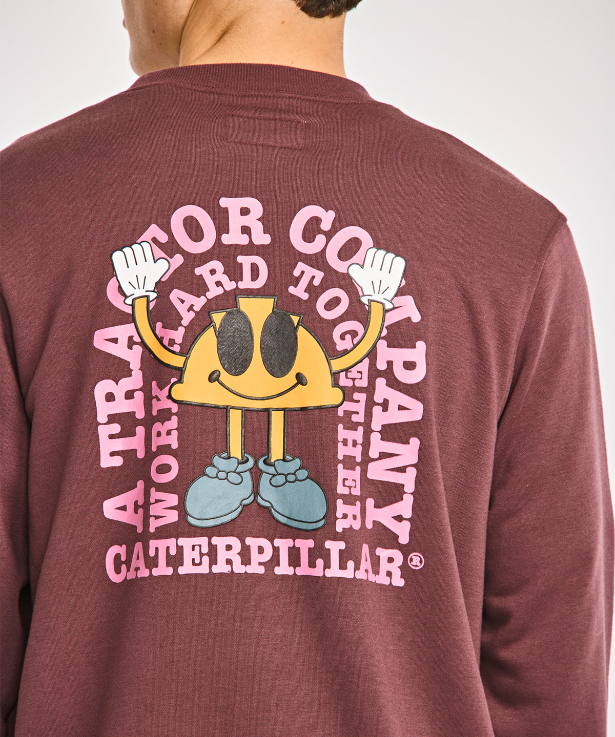 Polerón Casual Hombre GRAPHIC FRENCH TERRY CREWNECK Burdeo CAT