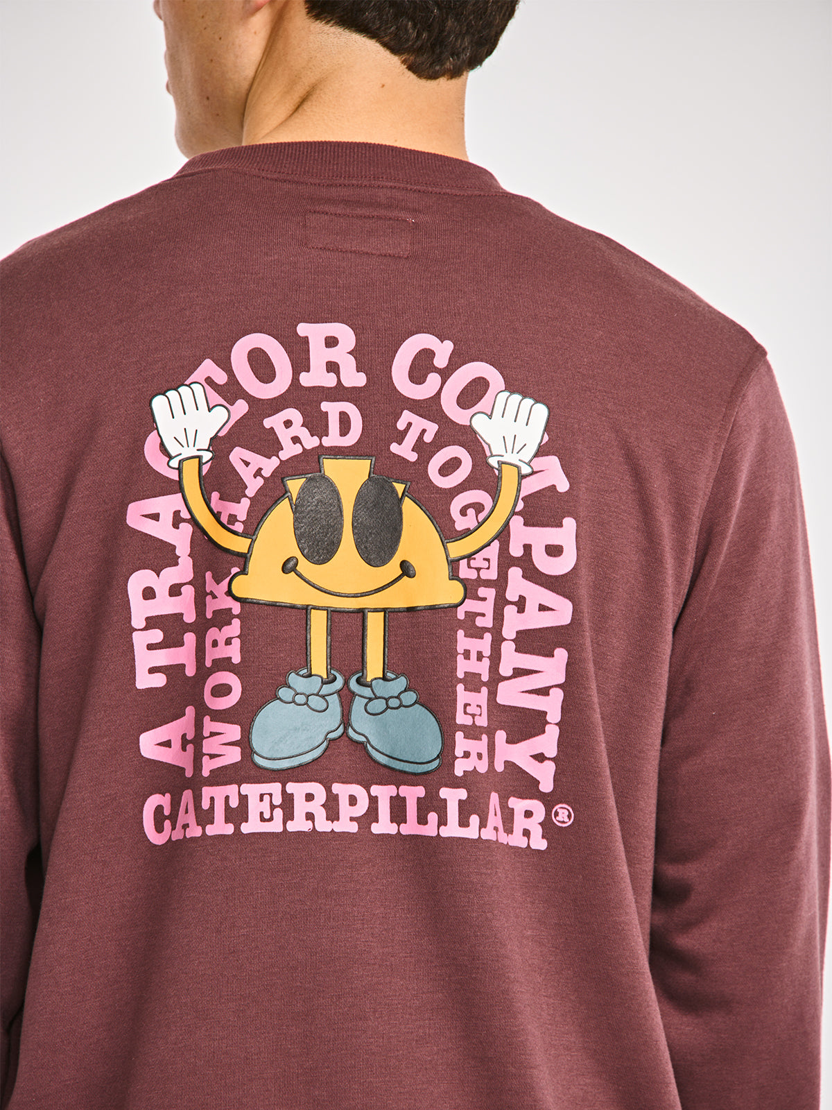 Polerón Casual Hombre GRAPHIC FRENCH TERRY CREWNECK Burdeo CAT