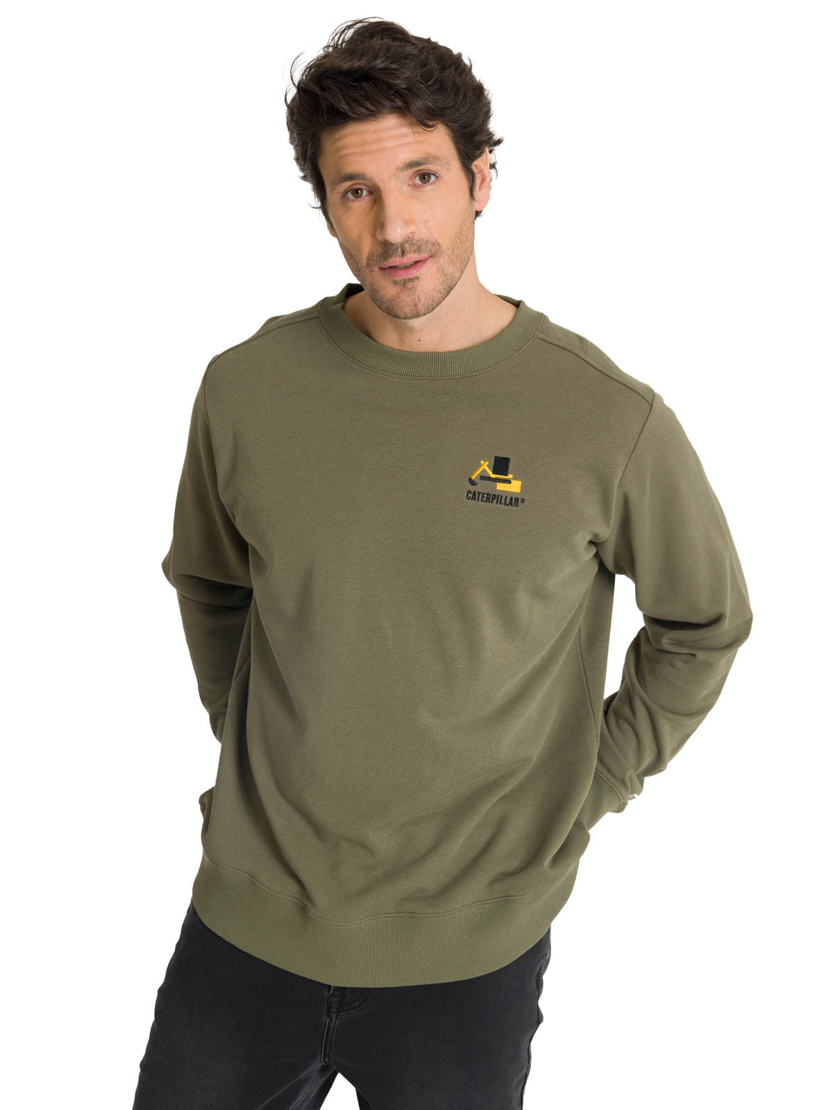 Polerón Crewneck Hombre Diseño French Terry Oliva CAT