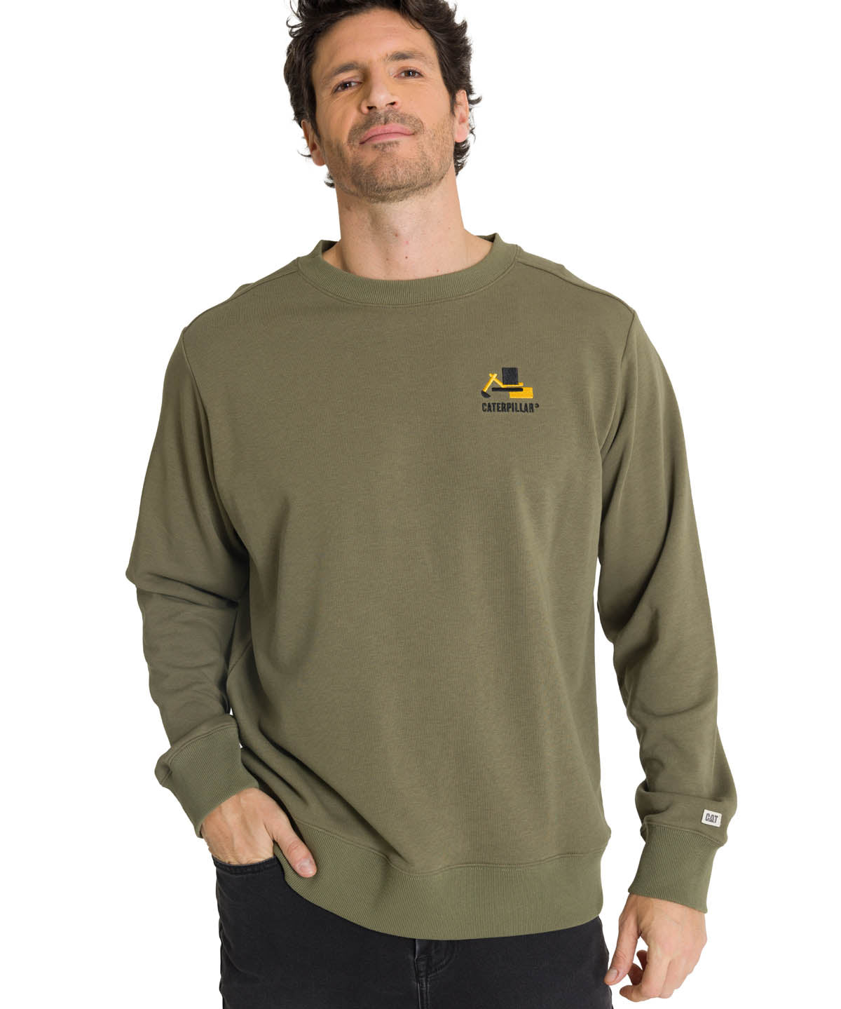 Polerón Crewneck Hombre Diseño French Terry Oliva CAT