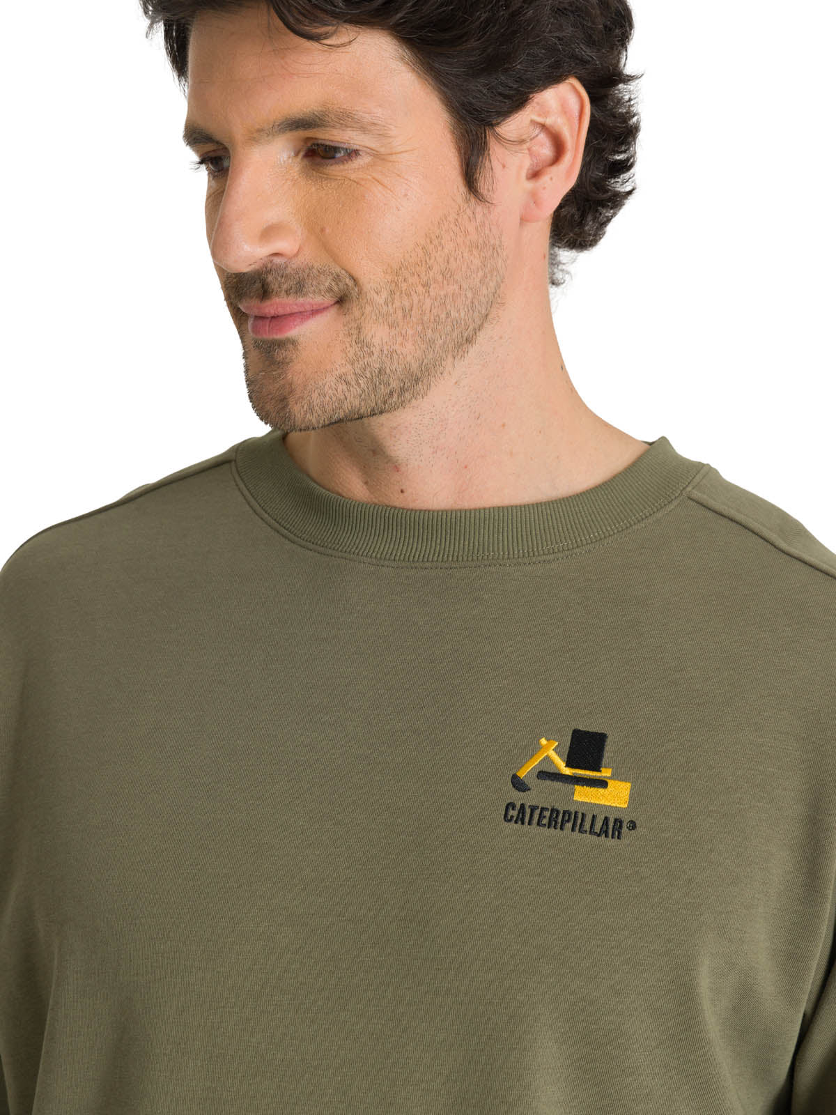 Polerón Crewneck Hombre Diseño French Terry Oliva CAT