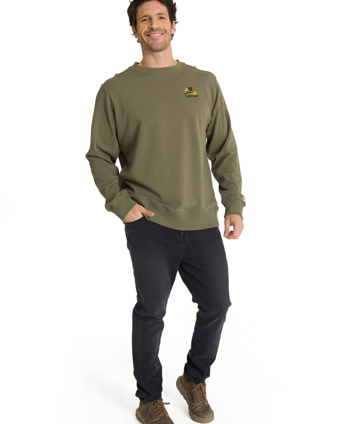 Polerón Crewneck Hombre Diseño French Terry Oliva CAT