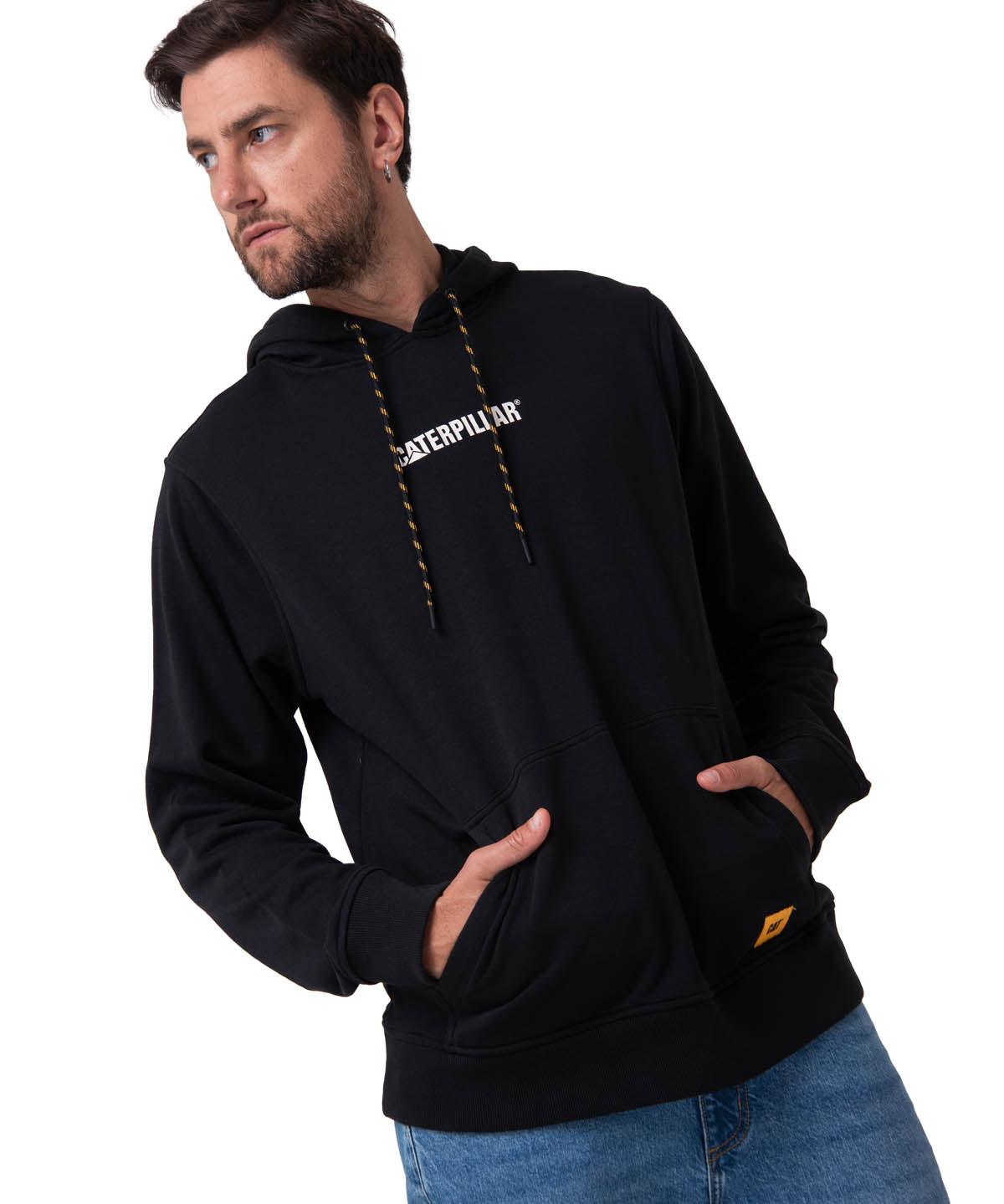 Polerón Con Gorro Hombre Diseño French Terry Negro Cat