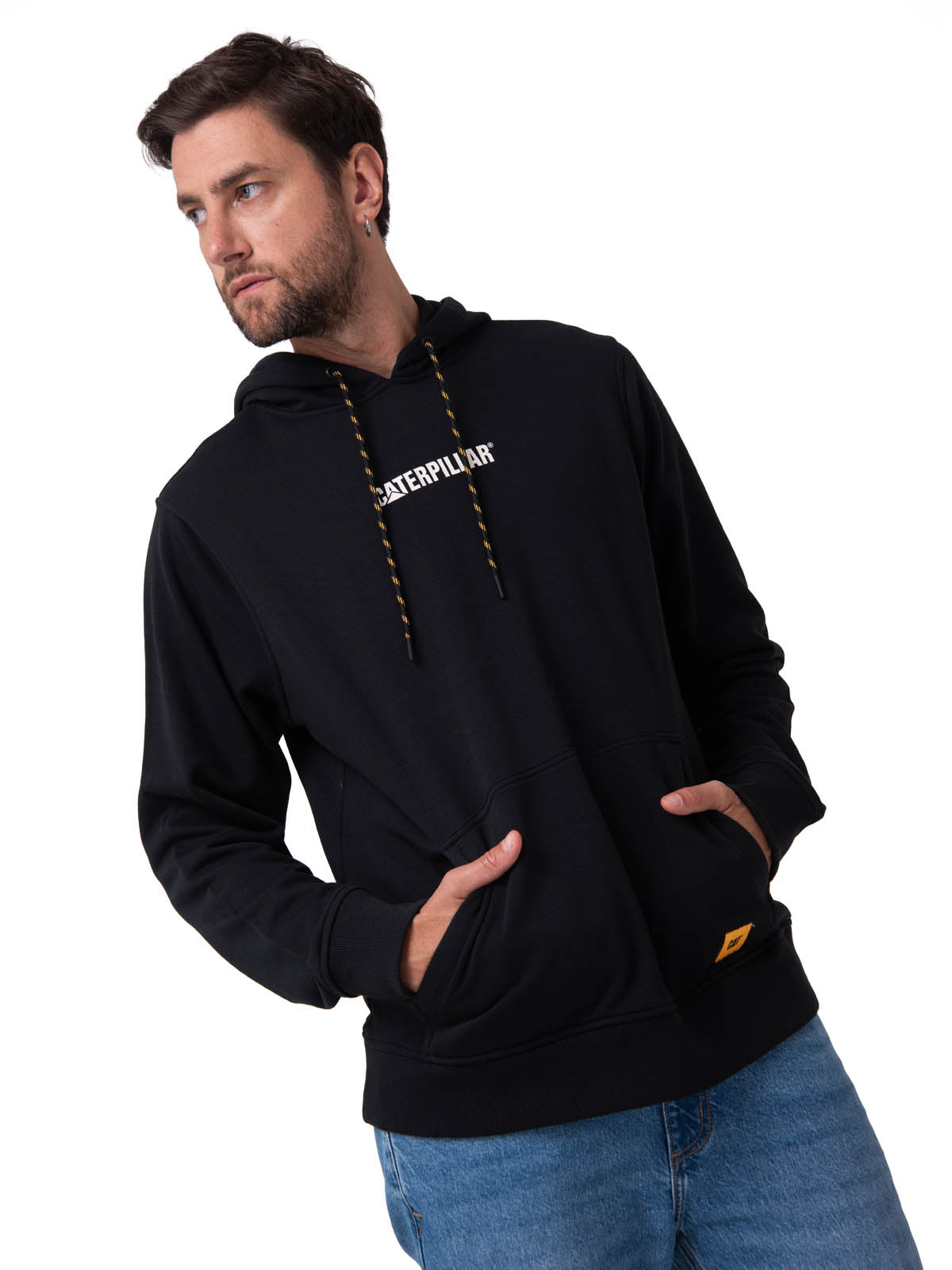 Polerón Con Gorro Hombre Diseño French Terry Negro Cat