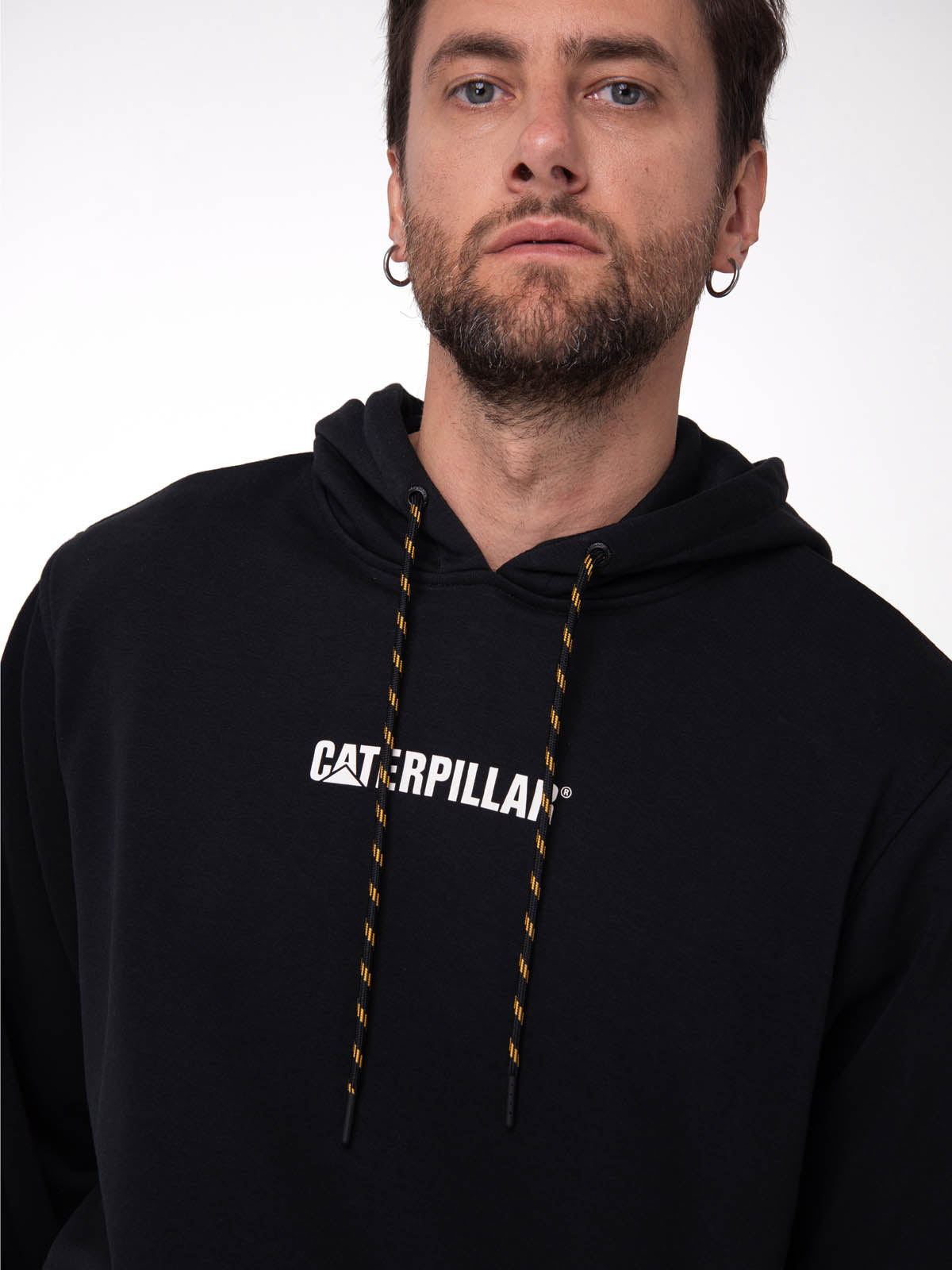 Polerón Con Gorro Hombre Diseño French Terry Negro Cat