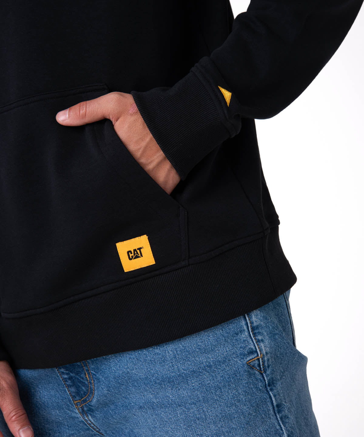 Polerón Con Gorro Hombre Diseño French Terry Negro Cat